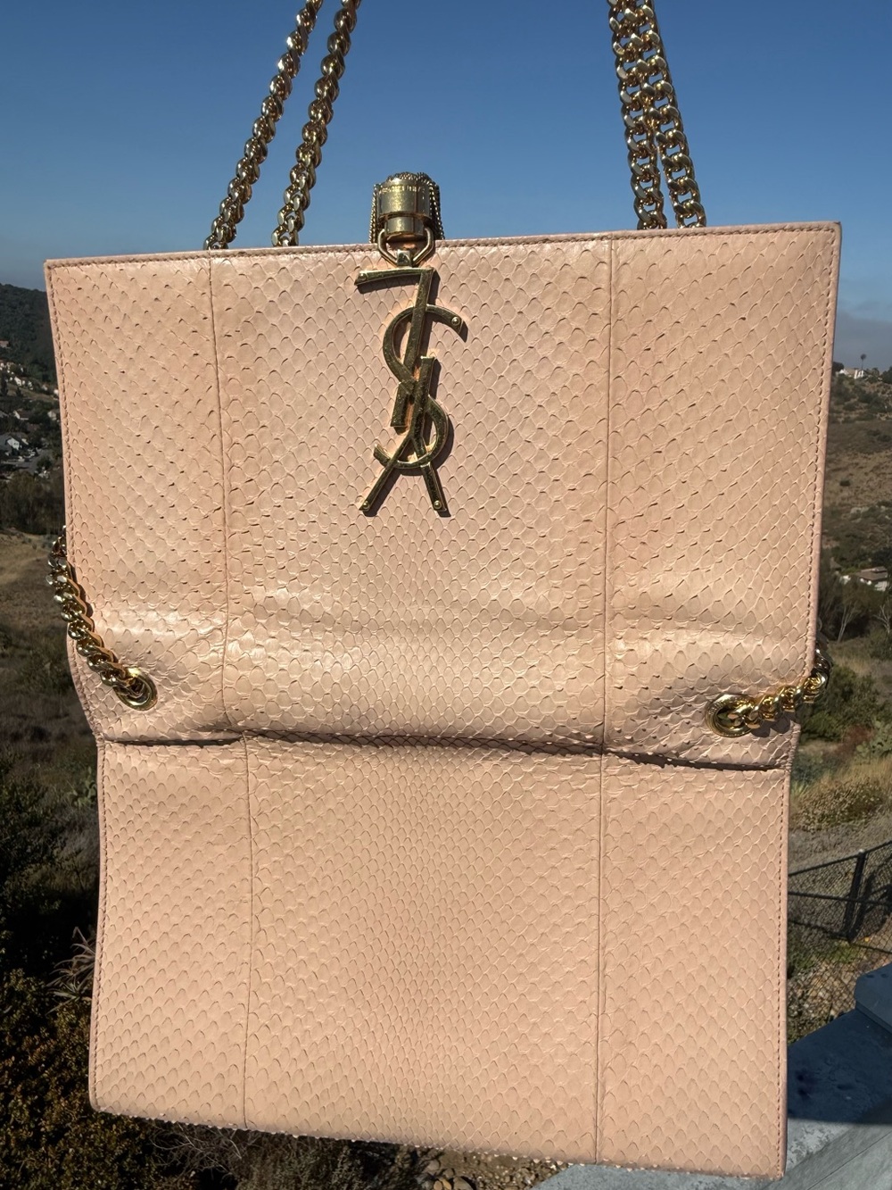 Auth Saint Laurent Python Medium Kate Tassel Bag Blush Pink Beige 2015 w/ COA - Picture 15 of 16